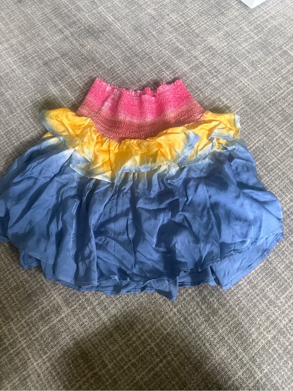 Chaser Pink, Yellow & Blue Tiered Ruffle Skirt